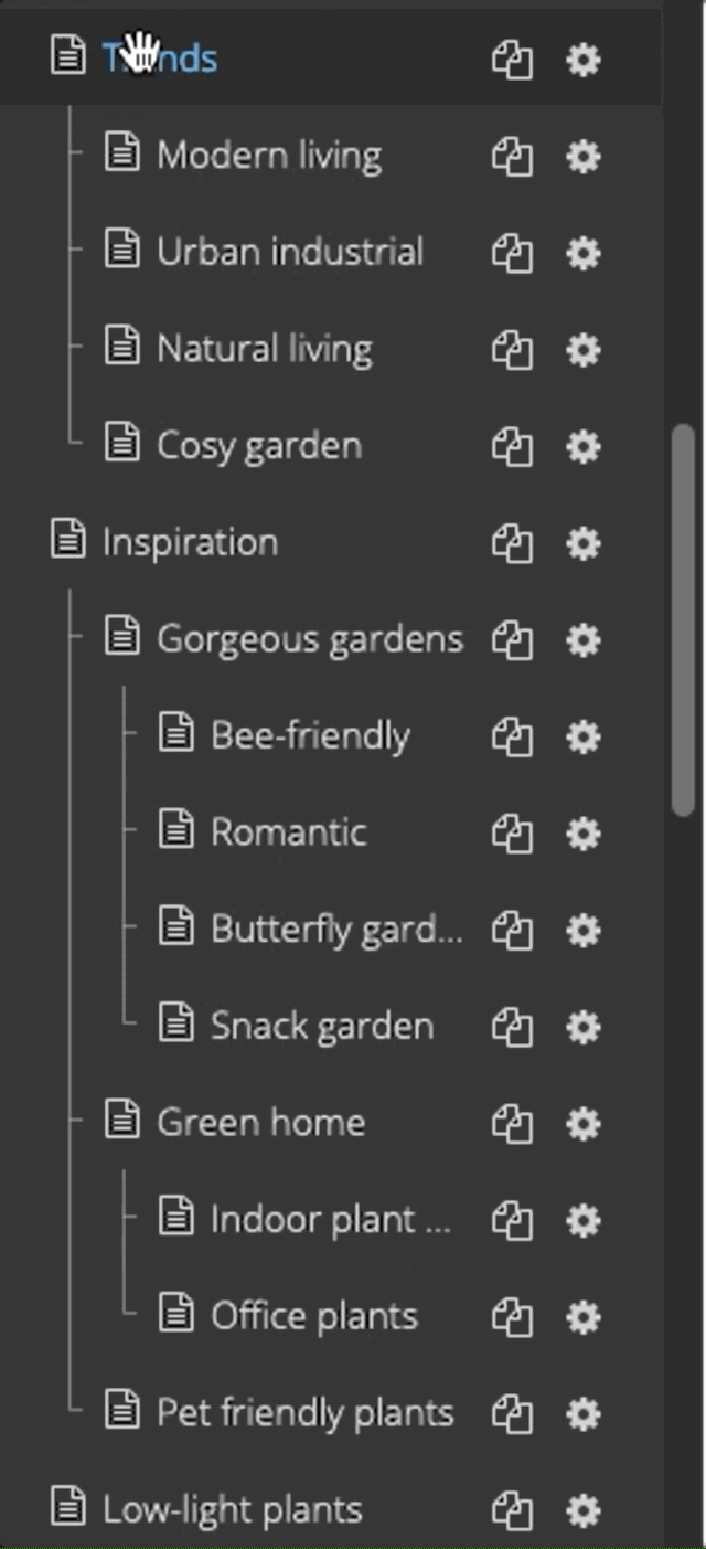 Example GIF for changing the order of pages