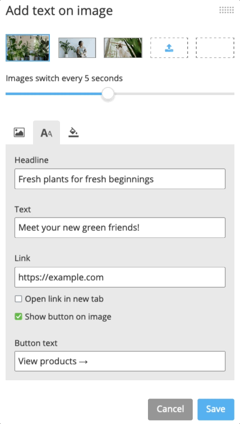 Animated example of changing the image order