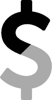 An icon of a dollar symbol that is half-grey, half-black, indicating the order was partially paid.