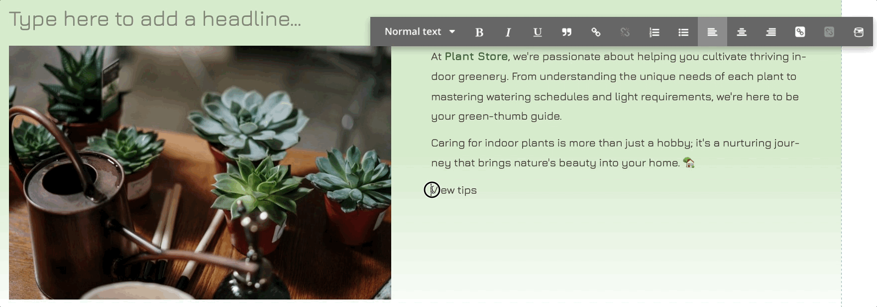 Esempio di come selezionare un elemento tramite il link picker