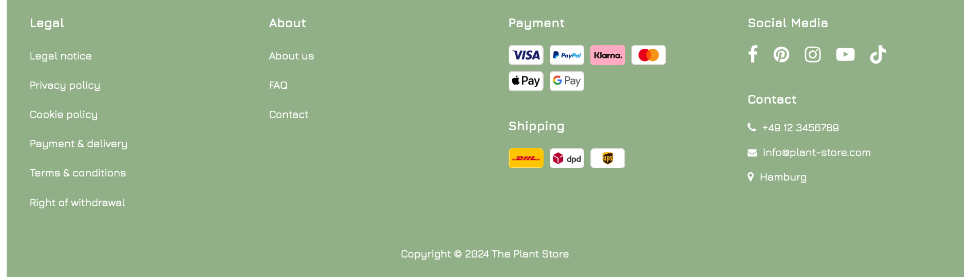Example of a footer in column layout