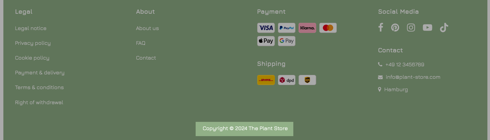 Example for the display of copyright information in the footer