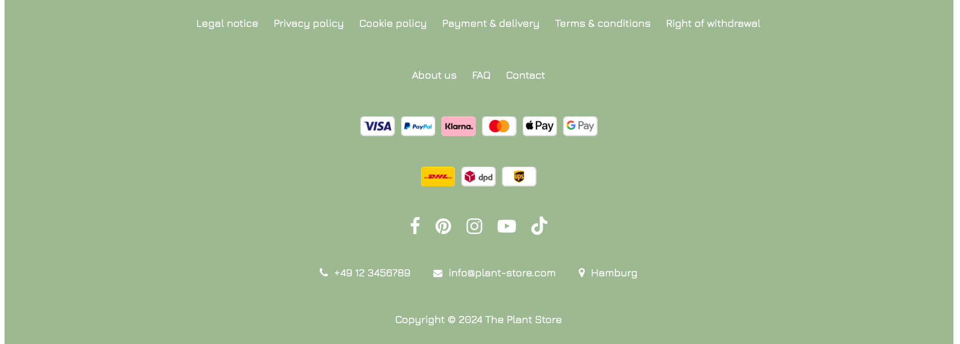 Exemple de pied de page avec une disposition en lignes