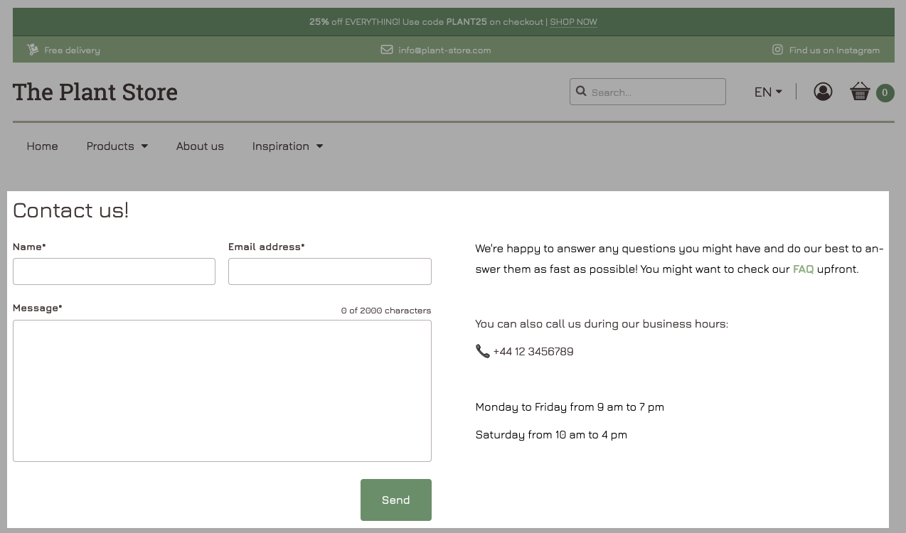 Example contact page