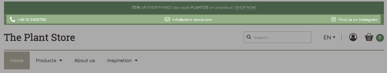 Example for contact details in the USP bar