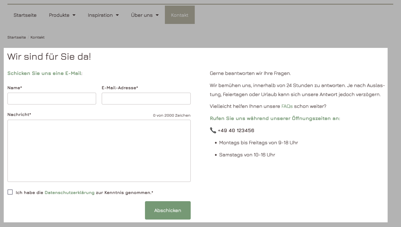 Beispiel Kontaktseite