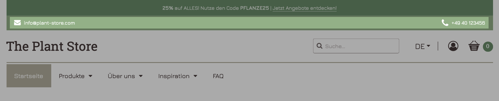 Beispiel für Kontaktdetails in der USP-Leiste