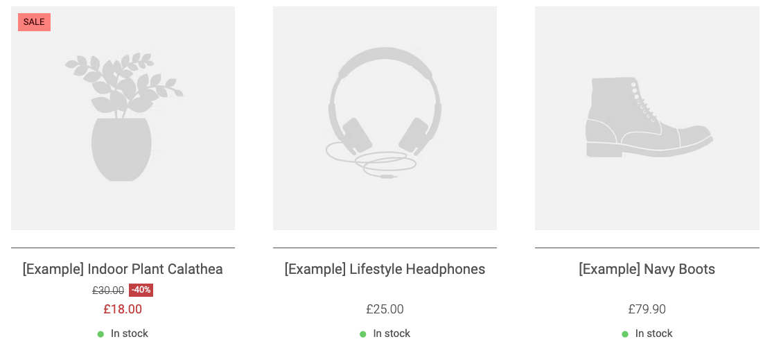 Sale label on a product image on the category page