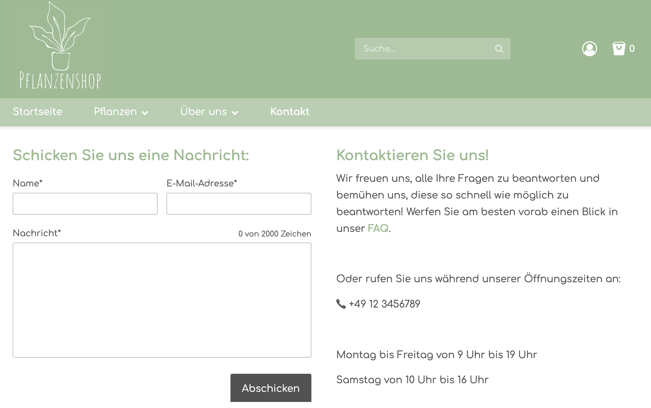 Beispiel einer Kontaktseite mit Kontaktformular