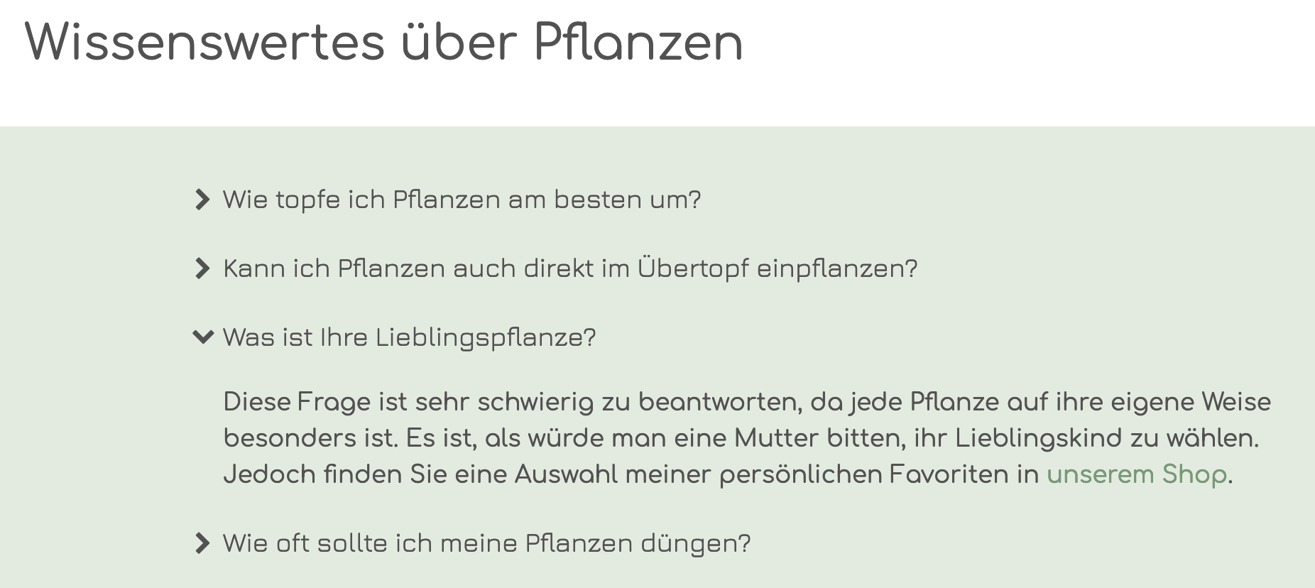 Beispiel: FAQ-Element zur Darstellung eines Themas